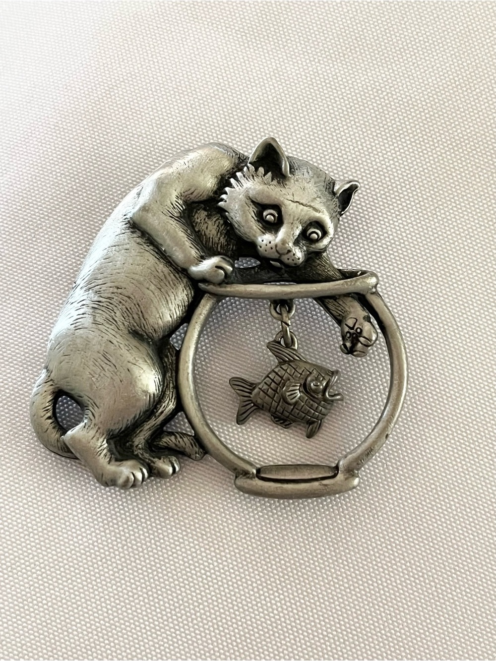 Vintage Jonette “Cat In The Fish Bowl” Brooch